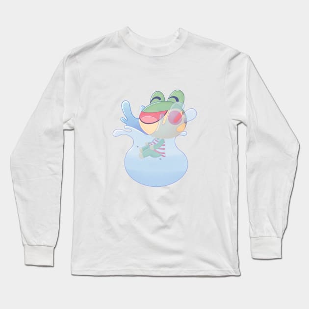 Cute Froggie Splash Long Sleeve T-Shirt by clumsytaco